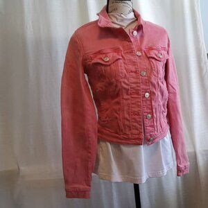 GUESS Vintage Women Fashion Pink Cropped Denim Jacket Coat